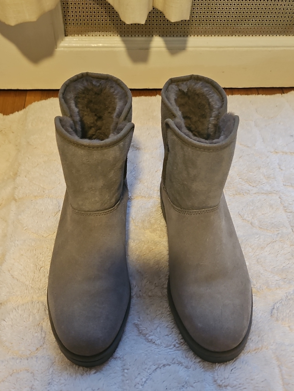 UGG Gray Suede Shearling-Lined Short Boots